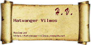 Hatvanger Vilmos névjegykártya